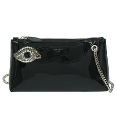 本物 ロシャス ROCHAS アイ 目 モチーフ パテント レザー チェーン ショルダーバッグ ブラック バッグ 中古・のサムネイル