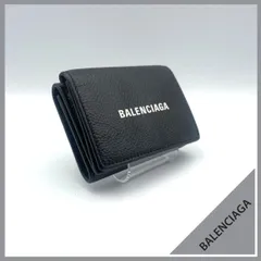 BALENCIAGA（バレンシアガ） 極美品 三つ折り財布 キャッシュ ミニウォレット エブリデイ ブラック 黒 ホワイトロゴ レザー 本革 コンパクトウォレット ミニ財布 メンズ レディース ユニセックス ギフト プレゼント 希少 定番 人気のサムネイル