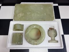 昭和レトロ灰皿 翡翠 オニキス 天然石灰皿とライターセット - メルカリ