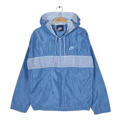 80s ナイキ 紺タグ ヴィンテージ ナイロンジャケット プルオーバー フード ライトブルー NIKE メンズL 古着 CK0264