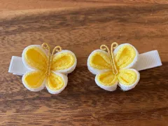 つまみ細工髪飾り  ちょうちょ（黄色２個セット）