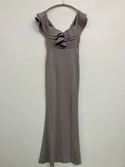 dazzy ドレス M グレー 無地 フリル 袖なし ロング・マキシ丈 タイト