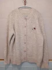 ハローキティ 刺繍 カーディガン アイボリー free サイズ