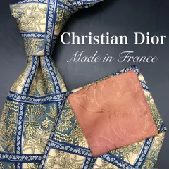 【美品】Christian Dior ディオール ネクタイ 幾何学模様 ゴールド