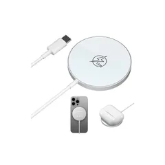 ワイヤレス充電器 MagSafe充電器 マグネット式 Qi認証 15W超低温 強磁気 超薄 超軽量 小型 旅行/出張/オフィスに最適 Type-C ケーブル長さ1M iPhone16/15/14/13/12シリーズに対応 MagSafe充電ケース付きAir 0