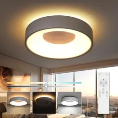 [禄越] シーリングライト LED ライト 6畳 照明器具 30W 間接照明 12段階 調光 調色 リモコン付き 常夜灯 消灯タイマー ledシーリングライト 省エネ 節電 簡単取付 おしゃれ 和室 洋室 部屋 キッチン 天井照明 電気 リビング (Φ30 0