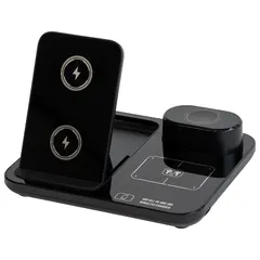 A-ITEM R13 3in1 ワイヤレス充電スタンド Qi対応 15W急速充電 スマホ／ワイヤレスイヤホン／スマートウォッチ 同時充電 タッチ操作 電動昇降式 ブラック 1