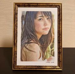 女優画②額装品 額縁寸法33cm×24cm パステル、水彩、色鉛筆画 - メルカリ