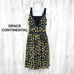 GRACE CONTINENTAL グレースコンチネンタル ドット 水玉 総柄 ノースリーブ フレアワンピース ブラック