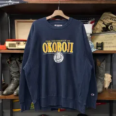 00s チャンピオン OKOBJI ユニバーシティ Spellout 刺繍 スウェットシャツ N1221