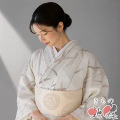 夏物 夏着物 小紋 着物 未使用 ポリエステル 絽 洗える着物 竹文 象牙