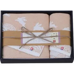 【新品・2営業日で発送】中忠 今治綿紗織 バス・フェイスタオルセット ベージュ