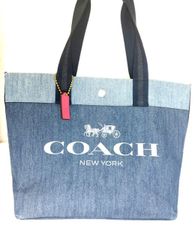 コーチ COACH デニムトートバッグ 大容量 A4収納可 人気ロゴデザイン