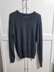 無印良品 無地 グレー Vネック ウール ニット セーター S muji