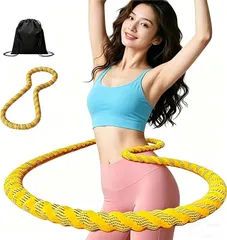 フラフープ ダイエット 人気 フラフープダイエット用 ソフト HOSUR 器具 スプリング 収納袋付き 静音 男女兼用 室内運動 大人 収納簡単 落ちない hula hoop 紐 スマート お腹回り ウエスト/背中/脚トレーニング 1.36kg イエロー