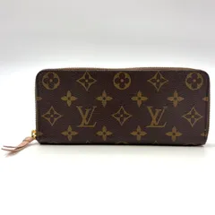 LOUIS VUITTON ポルトフォイユ クレマンス モノグラム モノグラム ローズバレリーヌ レザー×PVC ブラウン×ライトピンク ラウンドファスナー長財布 ゴールド M61298 