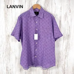 新品未使用 美品 LANVIN COLLECTION ランバンコレクション リネン100% ショートスリーブ シャツ パープル メンズ 半袖 トップスのサムネイル