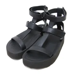 HERMES エルメス サイズ:36(23.0cm) | エニド レザー アンクルストラップ サンダル | ボリュームソール ベルクロ 牛革 | ブラック 黒 | ブランド シューズ 靴【レディース】【中古】