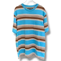 WACKO MARIA STRIPED CREW NECK T-SHIRT BLUE XLサイズ ブルー