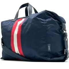 バリー BALLY ボストンバッグ ショルダーバッグ 2WAY トレインスポッティング  ネイビー 紺 赤白ストライプ ナイロン 大容量 旅行 出張 ゴルフ ジム 軽量 A3サイズ収納可 肩掛け 斜め掛け