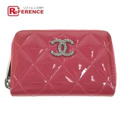 CHANEL コインケース レッド エナメル ラウンド ファスナー