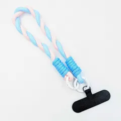 スマホストラップ パラコード ピンク ブルー 1個 全長約310mm 桃色 水色 手首用 リストストラップ バイカラー ハンドストラップ 落下防止 アクセサリーパーツ ビーズクラブ