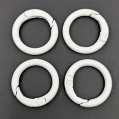 カラビナ 丸型リング 白 5個セット 外径24mm ホワイト キーホルダー ハンドメイドパーツ 接続金具 接続パーツ ビーズクラブ
