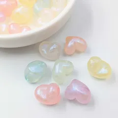 アクリルビーズ ハート型 50個セット ミックスカラー 約10×12mm B-03 ハンドメイド アクセサリーパーツ ビーズクラブ