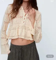 ザラ(ZARA) クロシェ ニットトップス