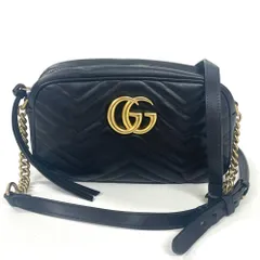 グッチ GUCCI GGマーモント ショルダーバッグ レザー 446744 ブラック【中古】