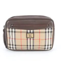 美品 バーバリー ノバ チェック シャドーホース レザー セカンドバッグ クラッチ ポーチ 通勤 ビジネス ブラウン メンズ RBE DV45-3【中古】