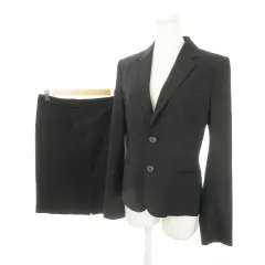 ラルフローレン RALPH LAUREN スーツ セットアップ 2点セット テーラードジャケット 総裏地 タイトスカート 9 黒 ブラック /MN4 ■GY03