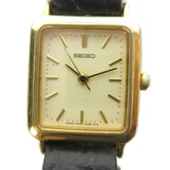セイコー SEIKO 4N21-5120 腕時計 ウォッチ クォーツ スクエア レザーベルト ゴールド色 ■GY18 /MQ
