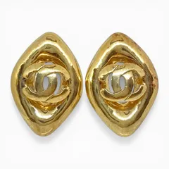 【ヴィンテージ・1997年春】CHANEL シャネル　97P CCモチーフ ひし形 イヤリング(両耳用)　ゴールド　キングラム[68]
