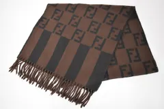 フェンディ FENDI マフラー ブラウン/ブラック ウール100％ ズッカ柄 イタリア製 2312LS231
