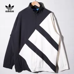 アディダスオリジナルス adidas ORIGINALS ナイロンジャケット XL 大きめ US 企画 ブラック ホワイト ビッグロゴ パフォーマンスロゴ ストリート オーバーサイズ スポーツミックス 古着 G630