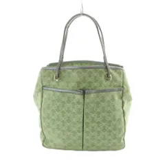 アニヤハインドマーチ ANYA HINDMARCH ハンドバッグ トート キャンバス レザー ロゴ リボン 総柄 緑 グリーン ■GY11 /MQ