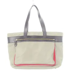 ポールスミス PAUL SMITH トートバッグ ハンドバッグ ナイロン レザー グレージュ ピンク /AH21 ■GY18
