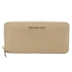 マイケルコース MICHAEL KORS 長財布 小銭入れあり レザー ラウンドファスナー ロゴ ベージュ