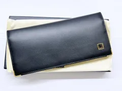 未使用保管　美品　Dunhill　ダンヒル　オックスフォード　ロゴ　小銭入れ付き　二つ折り　長財布　黒　ゴールド WD1390A