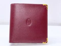 未使用保管　美品　Cartier　カルティエ　マスト　小銭入れ付き　二つ折り財布　ボルドー　ゴールドのサムネイル