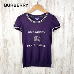 00s BURBERRY BLUE LABEL バーバリーブルーレーベル ホースロゴ刺繡 ショートスリーブ コットン サマーニット パープル レディース 半袖 トップス y2k 平成ギャル