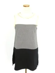 アクシーズファム axes femme ワンピース ミニ チュニック ノースリーブ ビジュー コットン混 M グレー 黒 ブラック ベージュ /ek