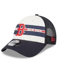 ニューエラ メンズ アクセサリー 帽子 New Era Mens White Navy Boston Red Sox Team Stripe Trucker 9FORTY Snapback Hat White Navy ホワイト