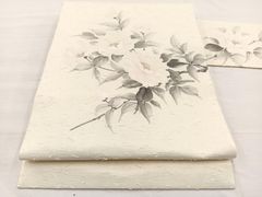 113】名古屋帯 正絹 西陣織 唐織 白 引箔 花 中古 - メルカリ