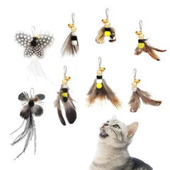 【人気商品】８個交換用 大飛ぶ虫 蝶々 昆虫 ねこ玩具 羽根 猫じゃらし おもちゃ 猫 SONGWAY