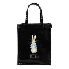 【PETER RABBIT】 0625 スクエア型ハンドバッグM サブバッグ トートバッグ 手持ち うさぎ 軽量 かわいい 自立可能 ピーターラビット ギフト プレゼント ブラック