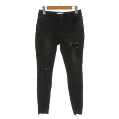 アズールバイマウジー AZUL by moussy 15TH リペアスキニーデニム ジーンズ S 黒 ブラック ダメージ加工 切りっぱなし裾 ウォッシュ加工 /AG ■OS