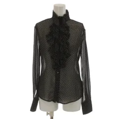 ナラカミーチェ NARA CAMICIE シャツ ブラウス 0 黒 ブラック 白 ホワイト ドット柄 フリル 長袖 /AG ■OS