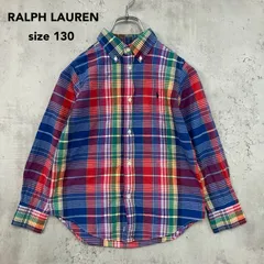 RALPH LAUREN ラルフローレン CWRLWOVB2C00187 チェック シャツ ボタンダウン size130 ブルー系 レッド イエロー 長袖 ロゴ 刺繍 ポニー 子供服 キッズ トップス カジュアル 定番 コットン100% 羽織り ★ ■◇
